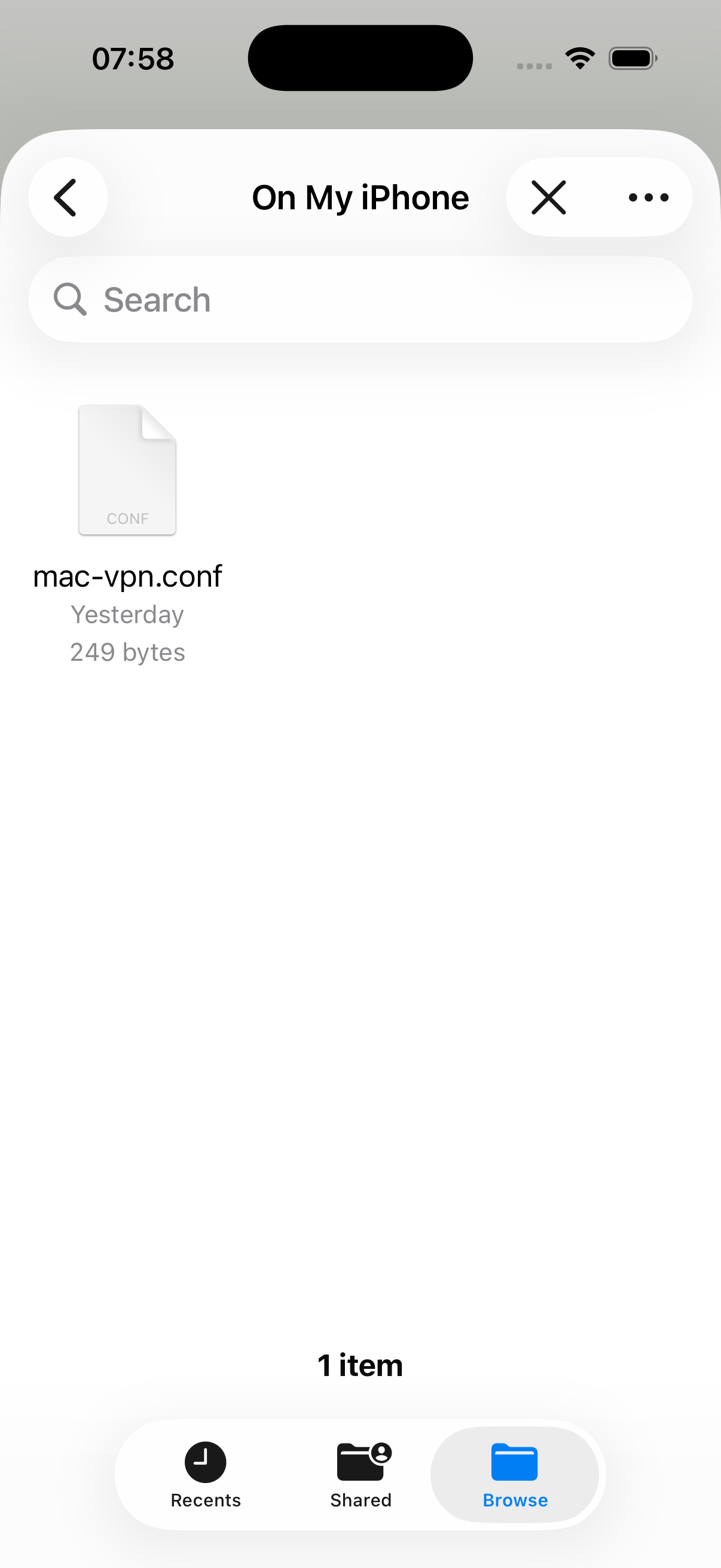 Importing a WireGuard .conf file into Tunnio